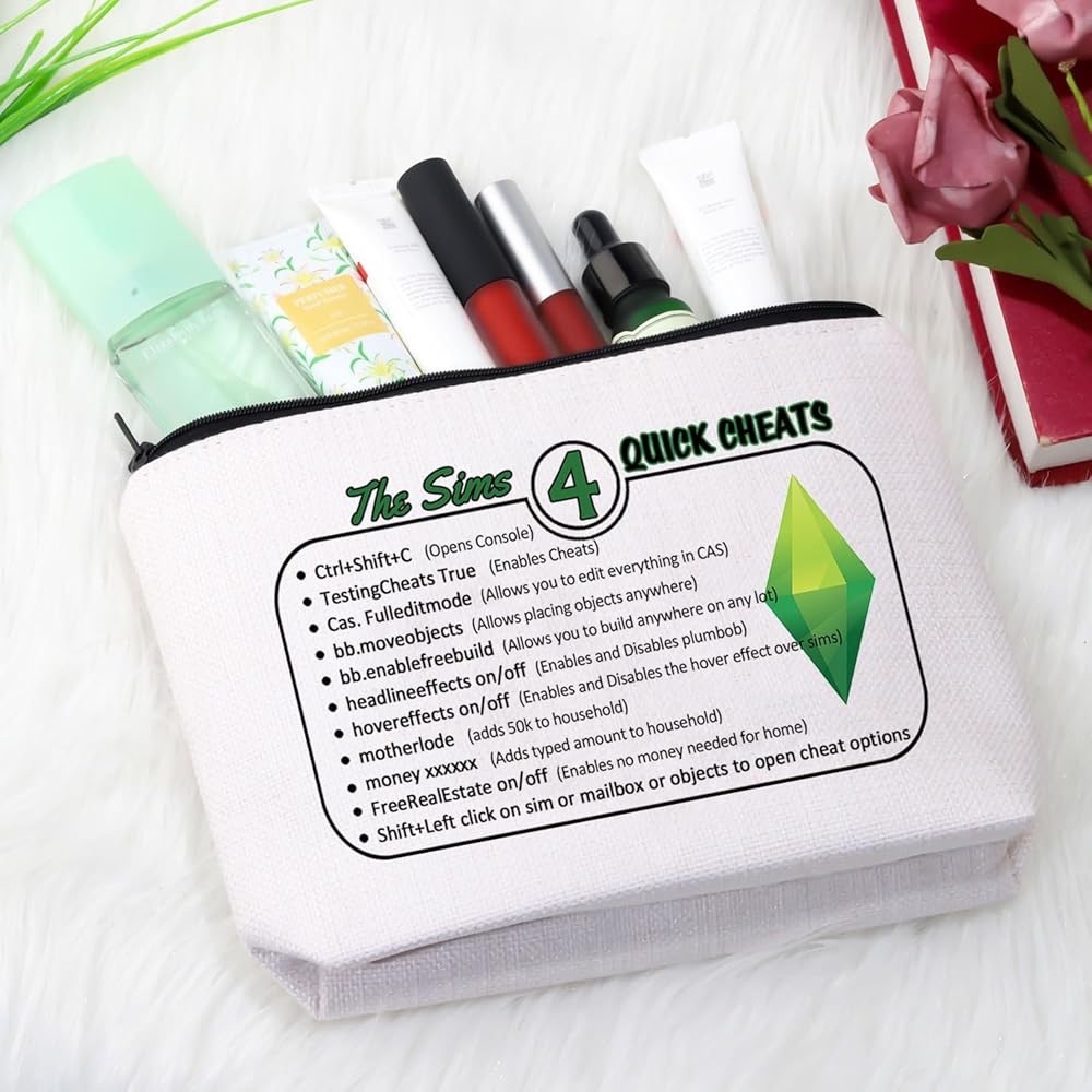 GJTIM women’s The Sims 4 Quick Cheats Plumbob Gaming Graphic Makeup Bag